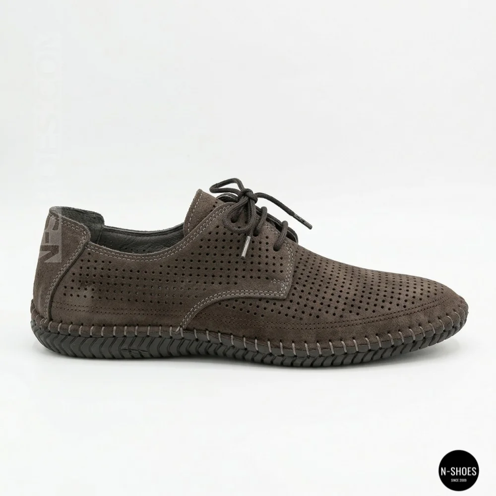 Men's Summer Lace-Up Nubuck Moccasins Mens 211832 177 grey nubuk 6195