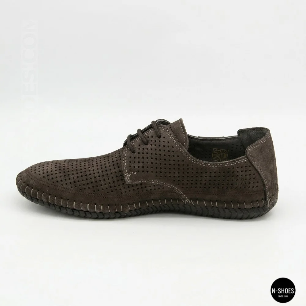 Men's Summer Lace-Up Nubuck Moccasins Mens 211832 177 grey nubuk 6195