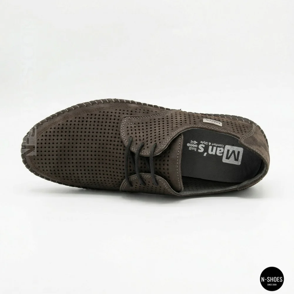 Men's Summer Lace-Up Nubuck Moccasins Mens 211832 177 grey nubuk 6195