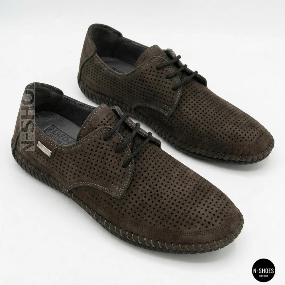 Men's Summer Lace-Up Nubuck Moccasins Mens 211832 177 grey nubuk 6195