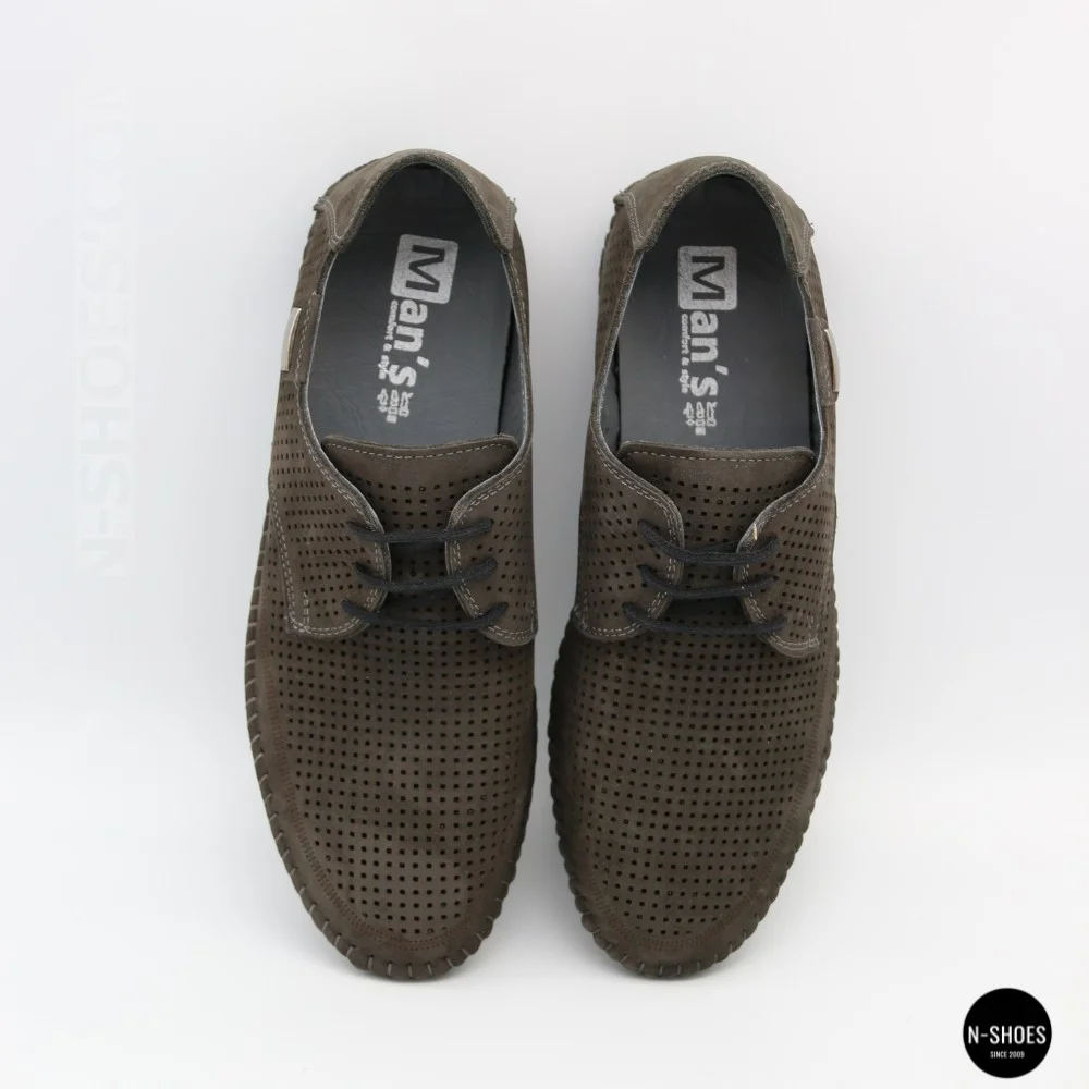 Men's Summer Lace-Up Nubuck Moccasins Mens 211832 177 grey nubuk 6195
