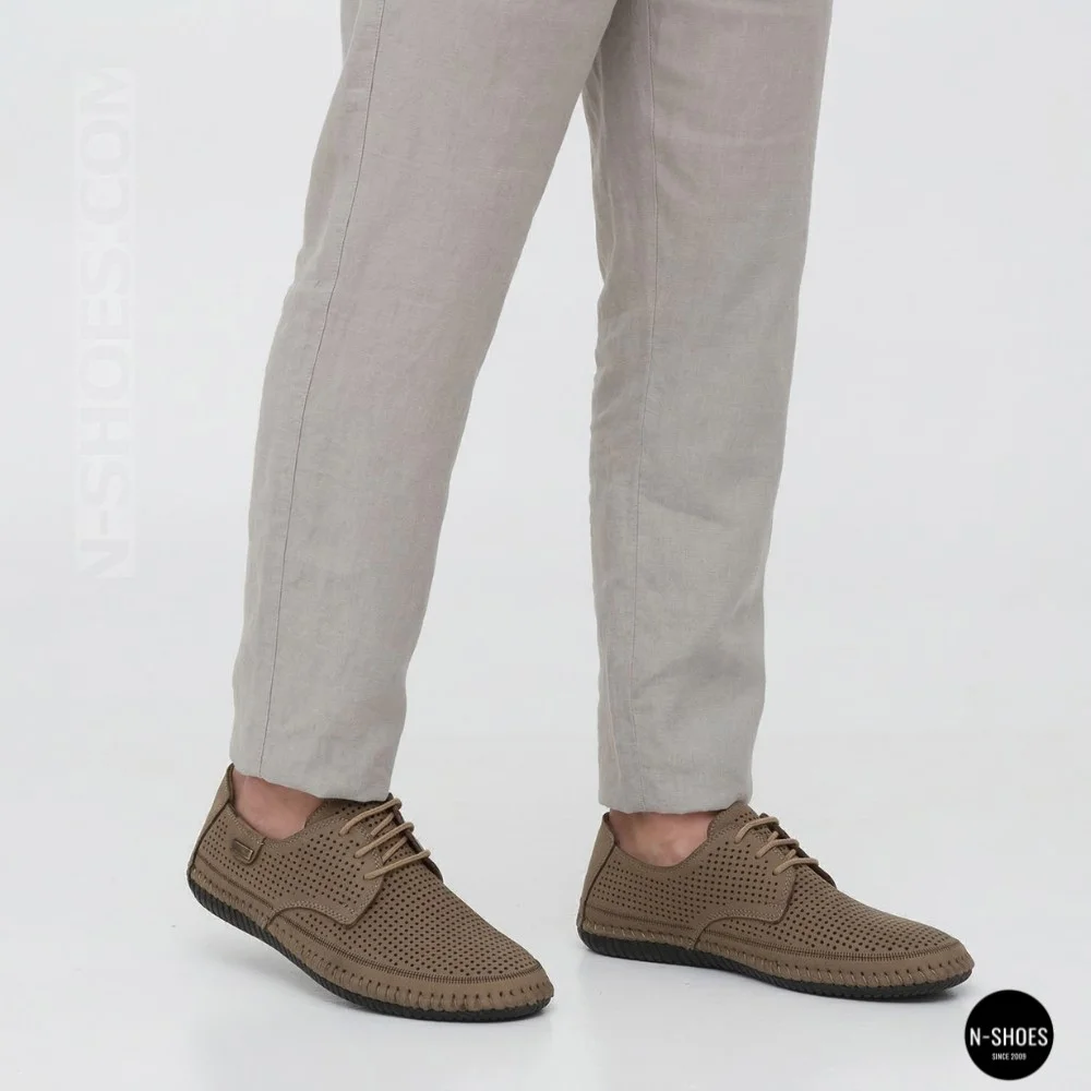 Чоловічі літні бежеві шкіряні мокасини N-SHOES Mens 211829 177 beige nubuk 6196