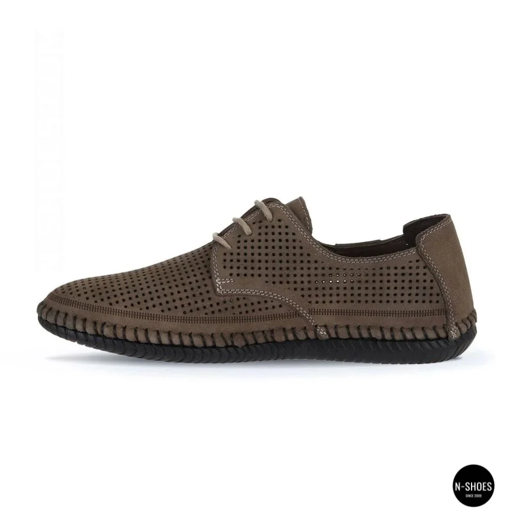 Чоловічі літні бежеві шкіряні мокасини N-SHOES Mens 211829 177 beige nubuk 6196