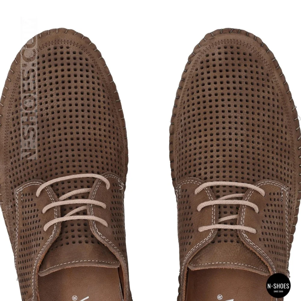 Чоловічі літні бежеві шкіряні мокасини N-SHOES Mens 211829 177 beige nubuk 6196