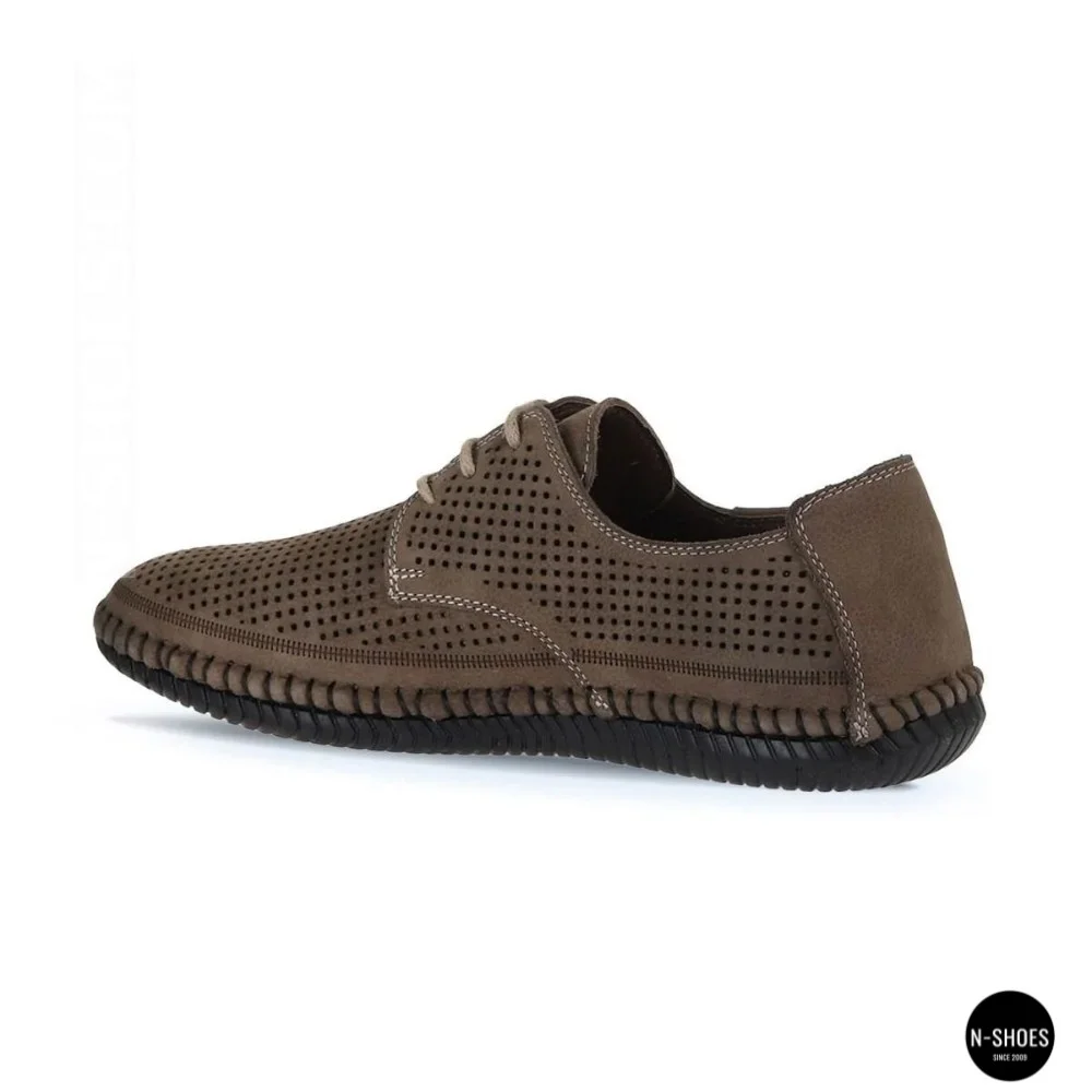 Чоловічі літні бежеві шкіряні мокасини N-SHOES Mens 211829 177 beige nubuk 6196