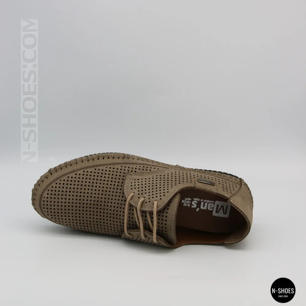 Чоловічі літні бежеві шкіряні мокасини N-SHOES Mens 211829 177 beige nubuk 6196