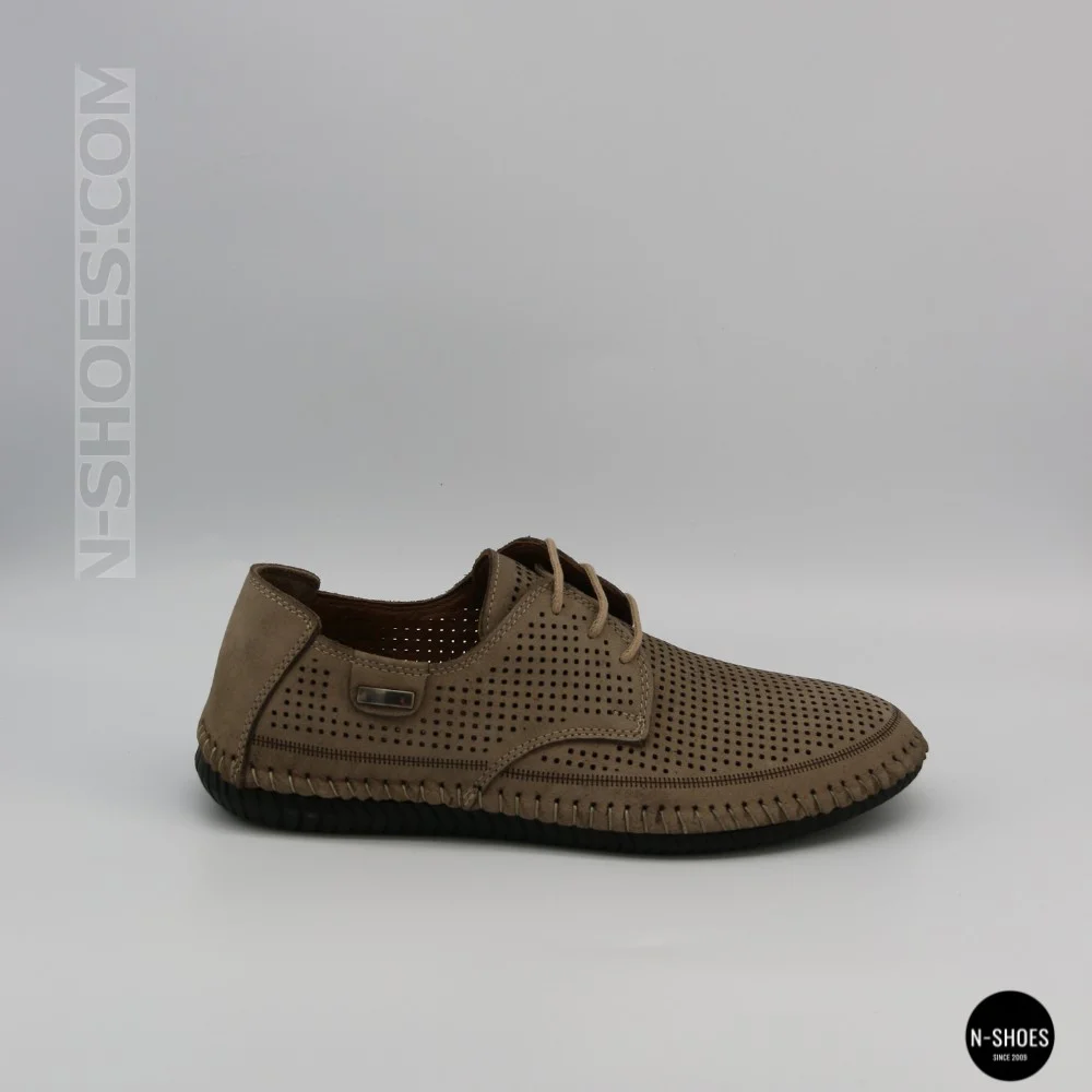 Чоловічі літні бежеві шкіряні мокасини N-SHOES Mens 211829 177 beige nubuk 6196