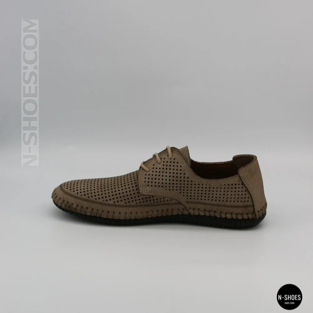 Чоловічі літні бежеві шкіряні мокасини N-SHOES Mens 211829 177 beige nubuk 6196