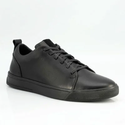 Чоловічі чорні шкіряні кеди Alex Bens 6199 у стилі ECCO Soft 10 з натуральної шкіри
