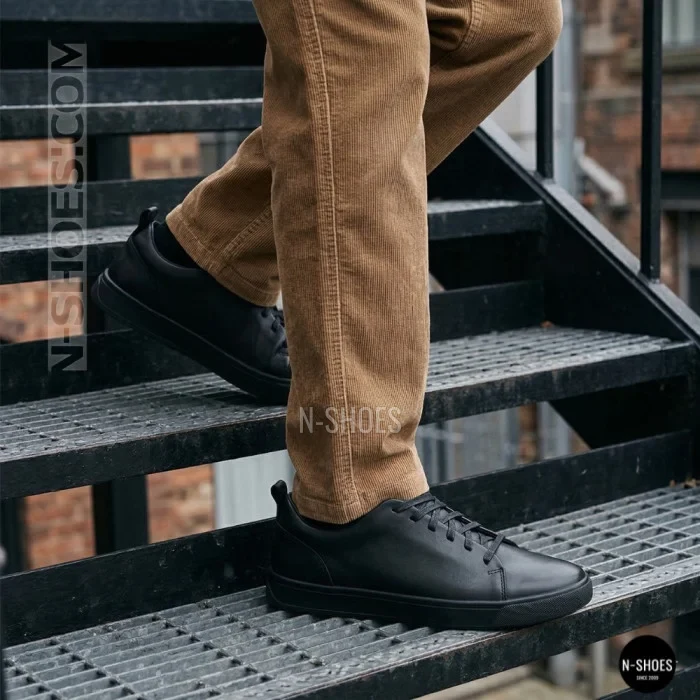 Мужские черные кеды Alex Bens 6199 из натуральной кожи в стиле ECCO Soft 10