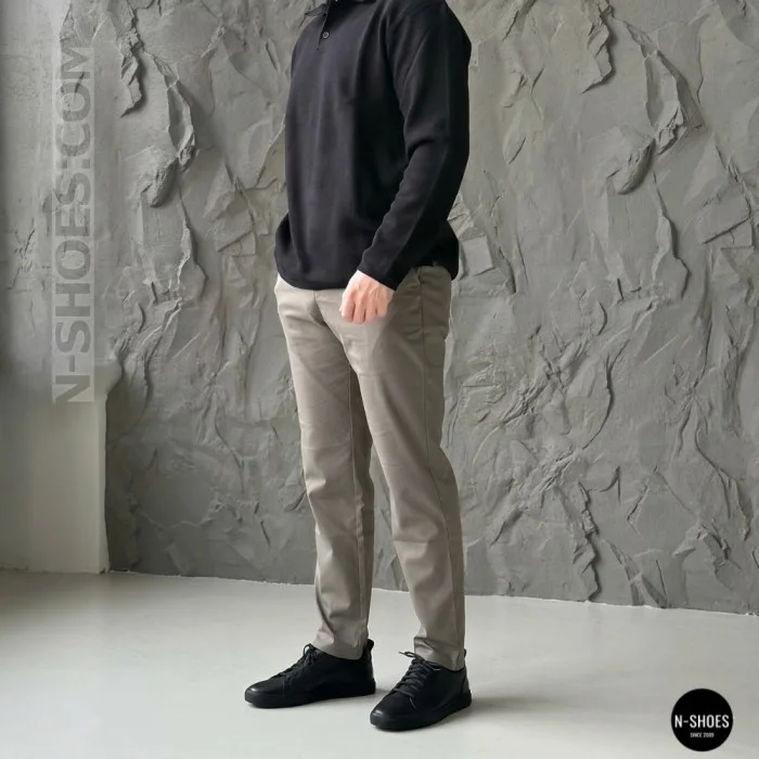 Мужские черные кеды Alex Bens 6199 из натуральной кожи в стиле ECCO Soft 10