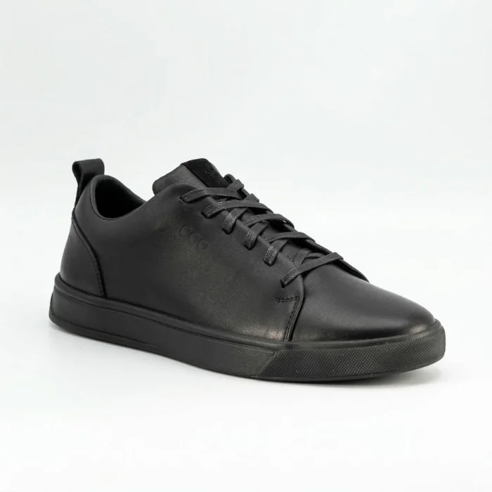 Мужские черные кеды Alex Bens 6199 из натуральной кожи в стиле ECCO Soft 10