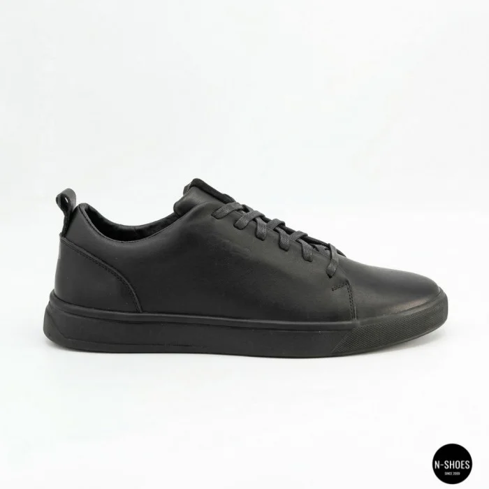 Мужские черные кеды Alex Bens 6199 из натуральной кожи в стиле ECCO Soft 10