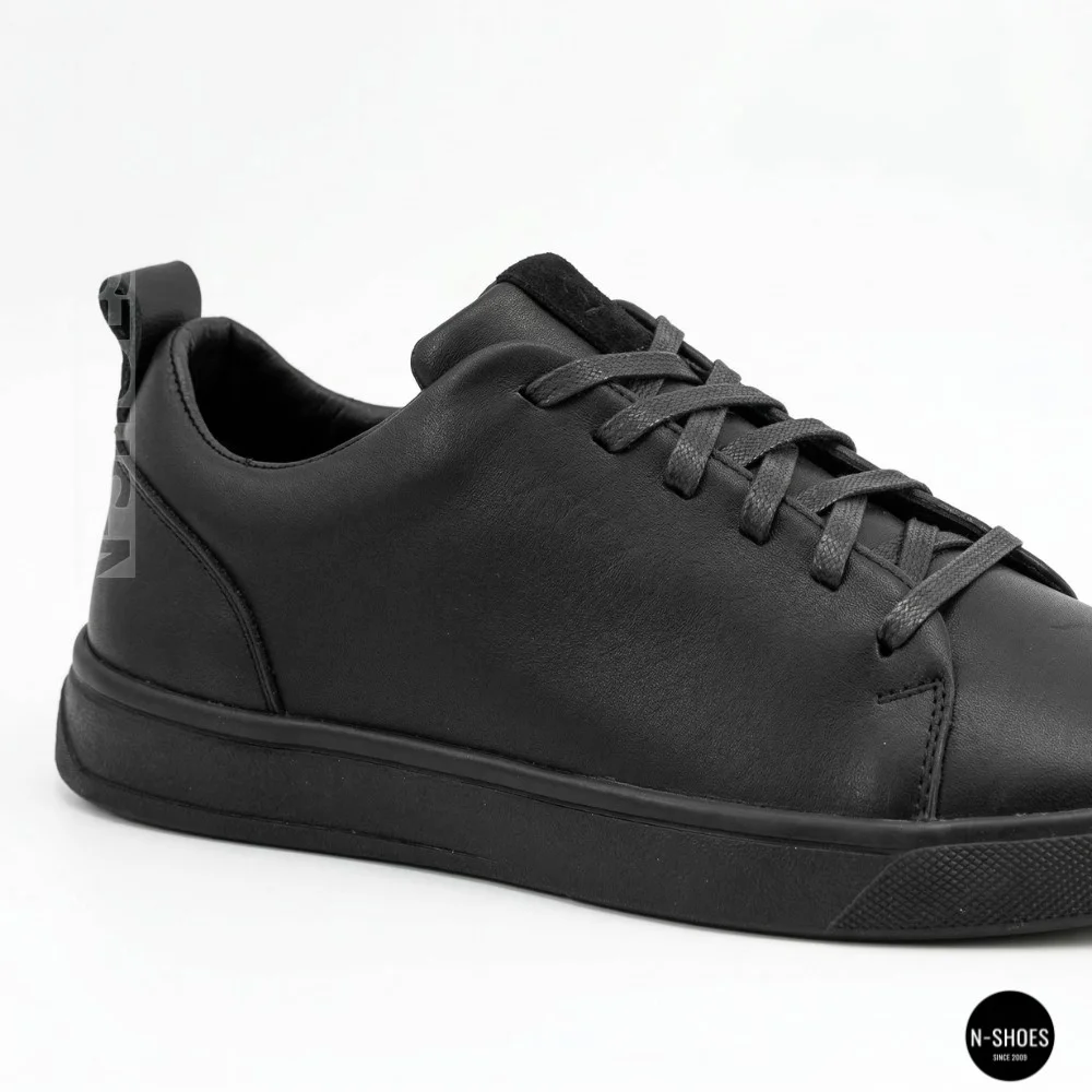 Чоловічі чорні кеди Alex Bens 6199 з натуральної шкіри у стилі ECCO Soft 10