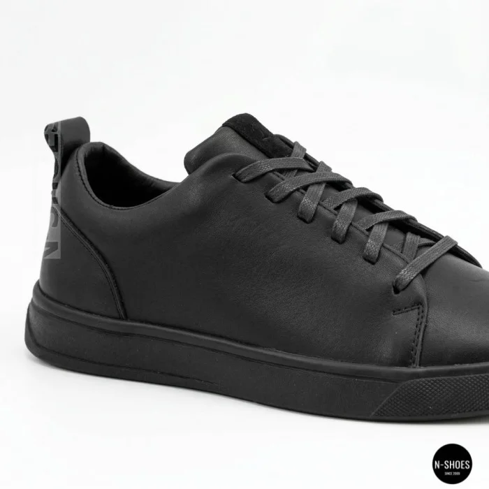Мужские черные кеды Alex Bens 6199 из натуральной кожи в стиле ECCO Soft 10