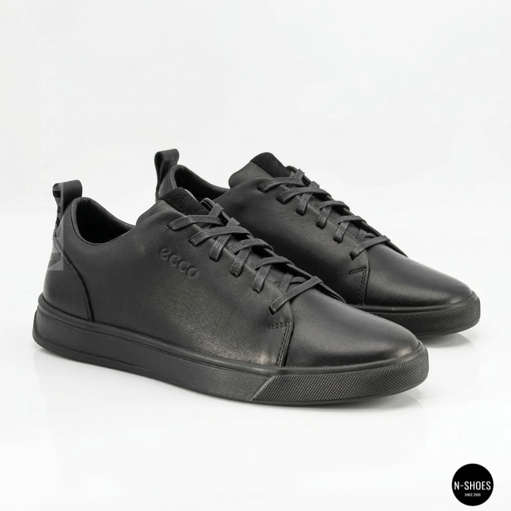 Чоловічі чорні кеди Alex Bens 6199 з натуральної шкіри у стилі ECCO Soft 10