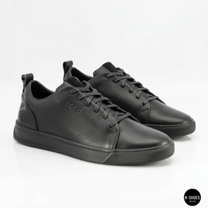Мужские черные кеды Alex Bens 6199 из натуральной кожи в стиле ECCO Soft 10