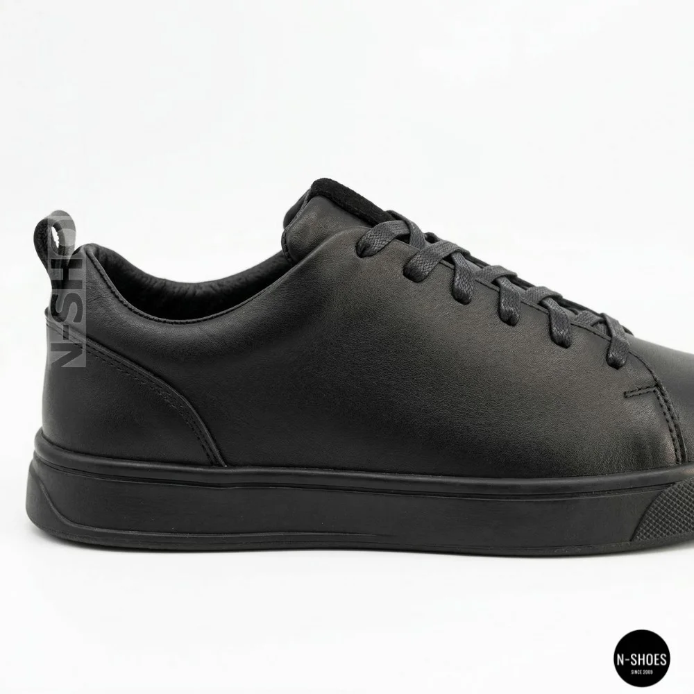 Чоловічі чорні кеди Alex Bens 6199 з натуральної шкіри у стилі ECCO Soft 10