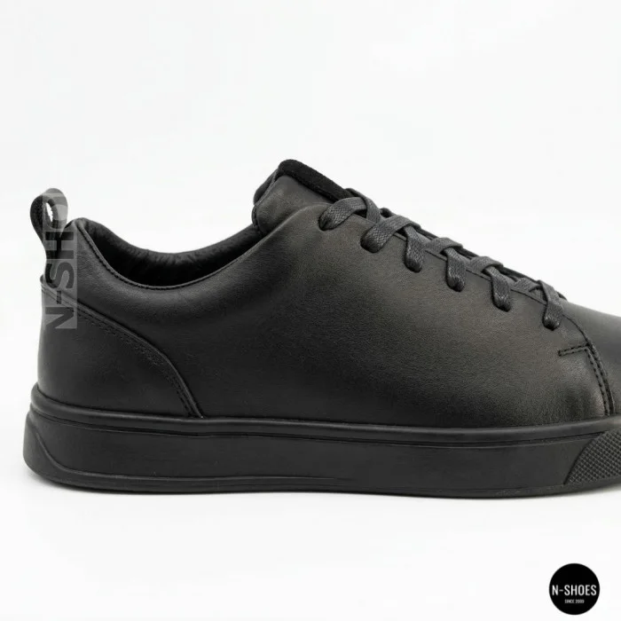 Мужские черные кеды Alex Bens 6199 из натуральной кожи в стиле ECCO Soft 10