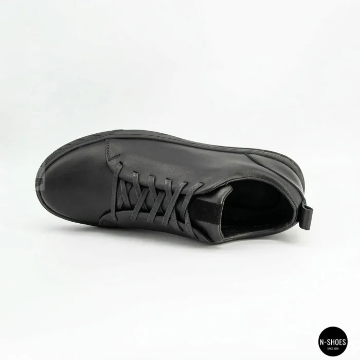 Мужские черные кеды Alex Bens 6199 из натуральной кожи в стиле ECCO Soft 10