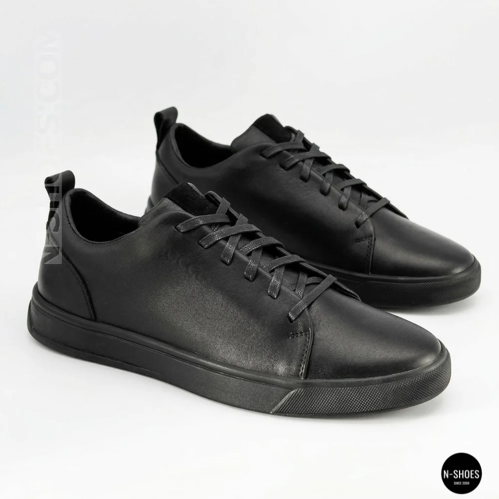 Чоловічі чорні кеди Alex Bens 6199 з натуральної шкіри у стилі ECCO Soft 10