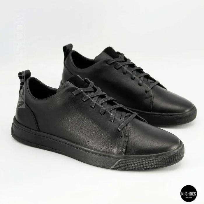 Мужские черные кеды Alex Bens 6199 из натуральной кожи в стиле ECCO Soft 10