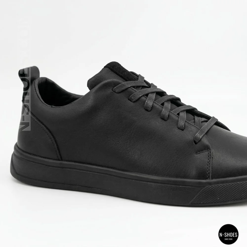 Чоловічі чорні кеди Alex Bens 6199 з натуральної шкіри у стилі ECCO Soft 10