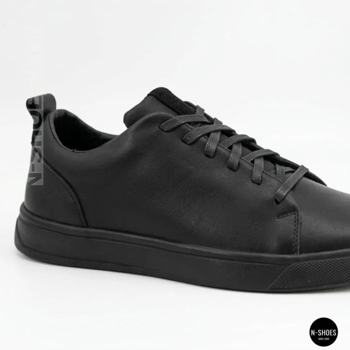 Мужские черные кеды Alex Bens 6199 из натуральной кожи в стиле ECCO Soft 10