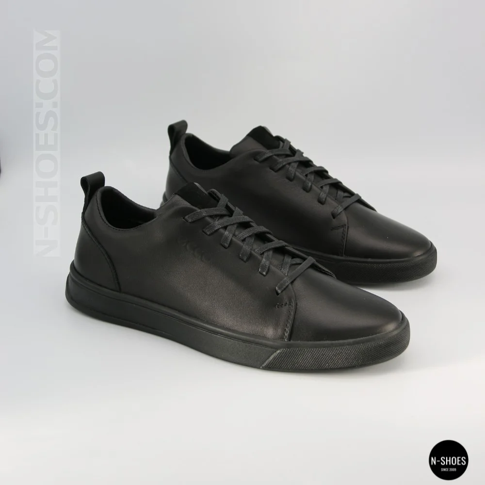 Чоловічі чорні кеди Alex Bens 6199 з натуральної шкіри у стилі ECCO Soft 10