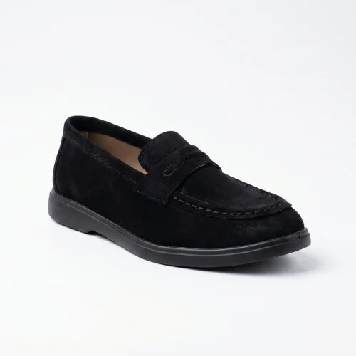 Men's black suede loafers Alex Bens 2038-01 6255 in the style of HUGO