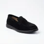 Men's Black Suede Loafer Shoes Alex Bens 2038-01 6255 in HUGO Style