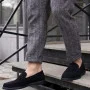 Men's Black Suede Loafer Shoes Alex Bens 2038-01 6255 in HUGO Style