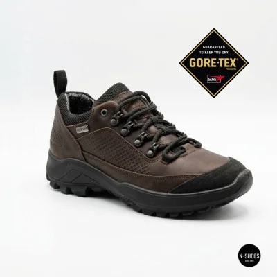 Men's brown NS 2314 6336 sneakers: water-resistant, suitable for transitional seasons, featuring a Gore-Tex membrane and a genuine leather upper. Men's brown NS 2314 6336 sneakers: water-resistant, suitable for transitional seasons, featuring a Gore-Tex membrane and a genuine leather upper.