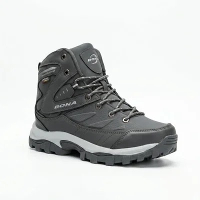 Men's winter boots Bona 856R-6 Dark Grey-Silver 6353 gray made of genuine leather with fur insulation