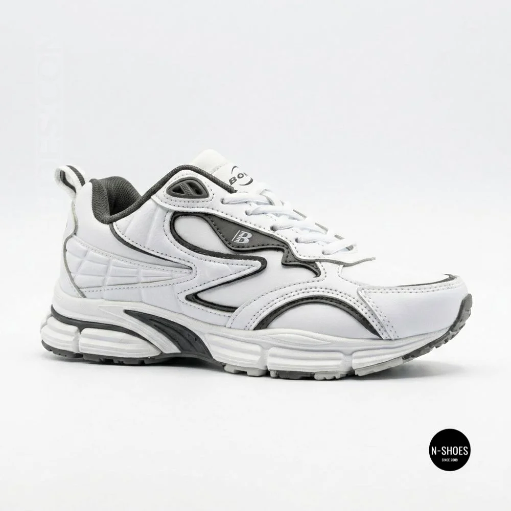 Bona 963a-2 White-Dark Grey 6357: белые кроссовки из кожи