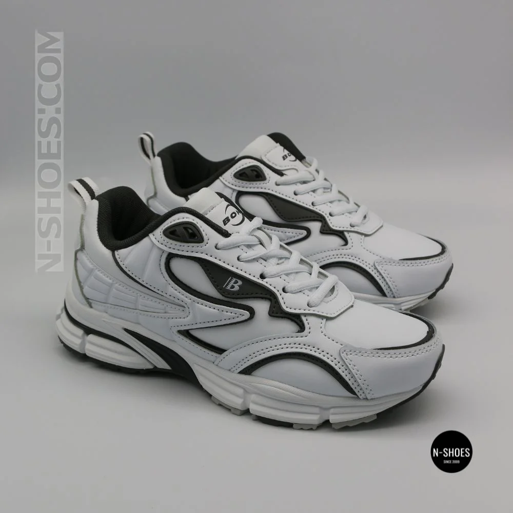 Bona 963a-2 White-Dark Grey 6357: белые кроссовки из кожи