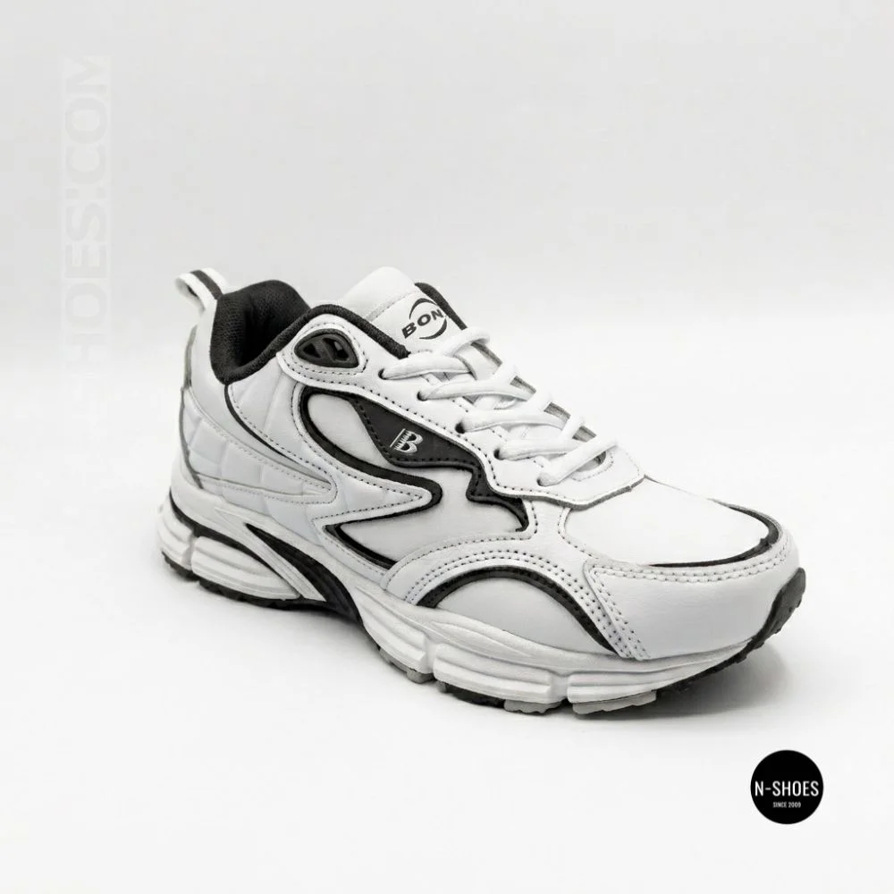 Bona 963a-2 White-Dark Grey 6357: белые кроссовки из кожи