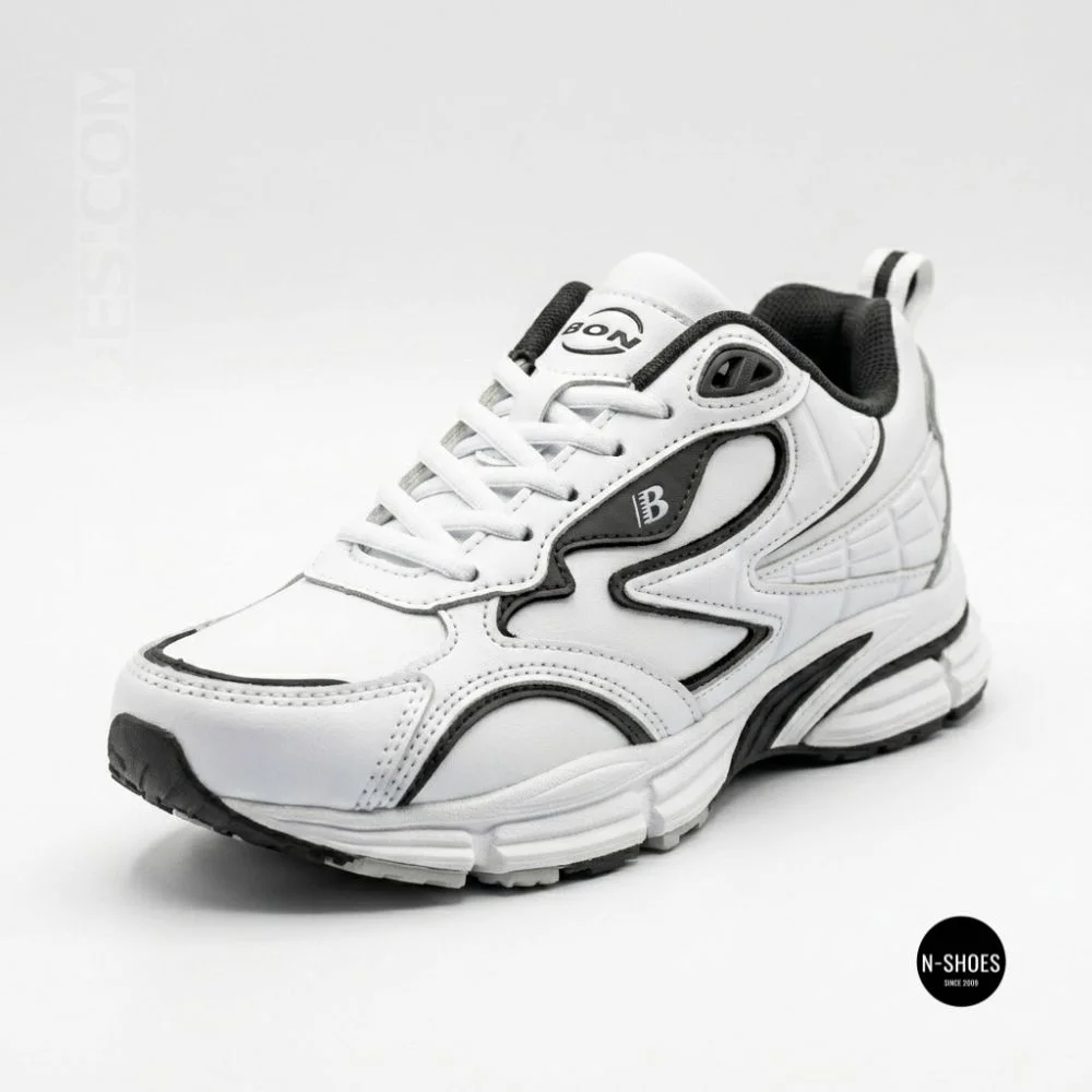 Bona 963a-2 White-Dark Grey 6357: белые кроссовки из кожи