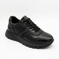 Кросівки чоловічі N-SHOES Fabio 216244 FM-1-5913-1 6365 BLACK з натуральної шкіри чорні демісезонні