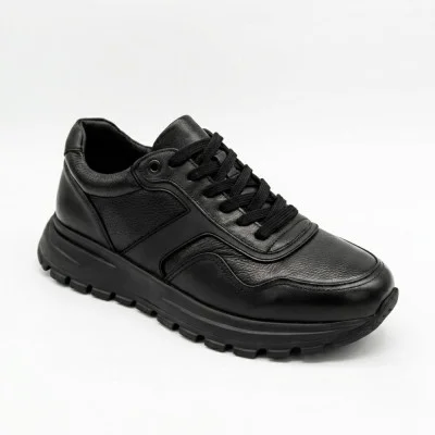 Men's sneakers N-SHOES Fabio 216244 FM-1-5913-1 6365 BLACK made of genuine leather, black, demi-season Men's sneakers N-SHOES Fabio 216244 FM-1-5913-1 6365 BLACK made of genuine leather, black, demi-season