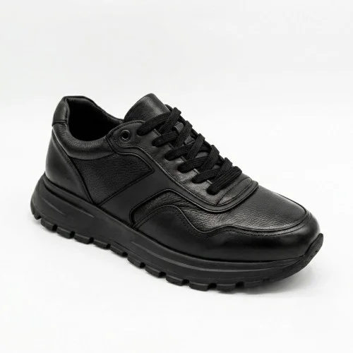 Кроссовки мужские N-SHOES Fabio 216244 FM-1-5913-1 6365 BLACK из натуральной кожи черные демисезонные