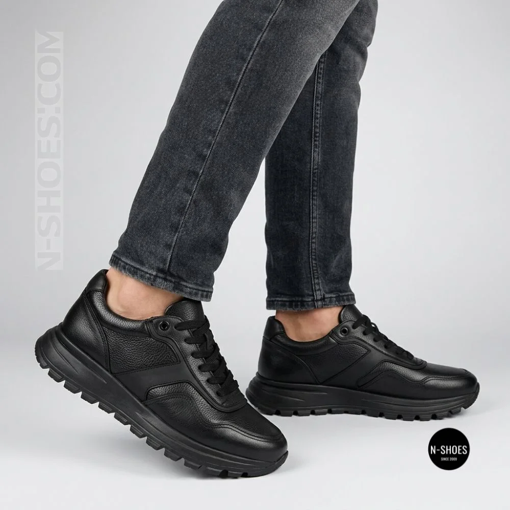 N-SHOES Fabio 216244 FM-1-5913-1 6365 BLACK з натуральної шкіри: чорні кросівки на кожен день