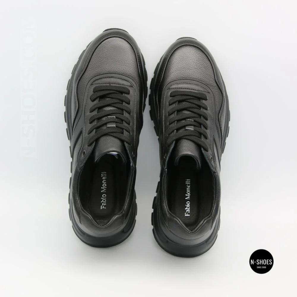 N-SHOES Fabio 216244 FM-1-5913-1 6365 BLACK з натуральної шкіри: чорні кросівки на кожен день