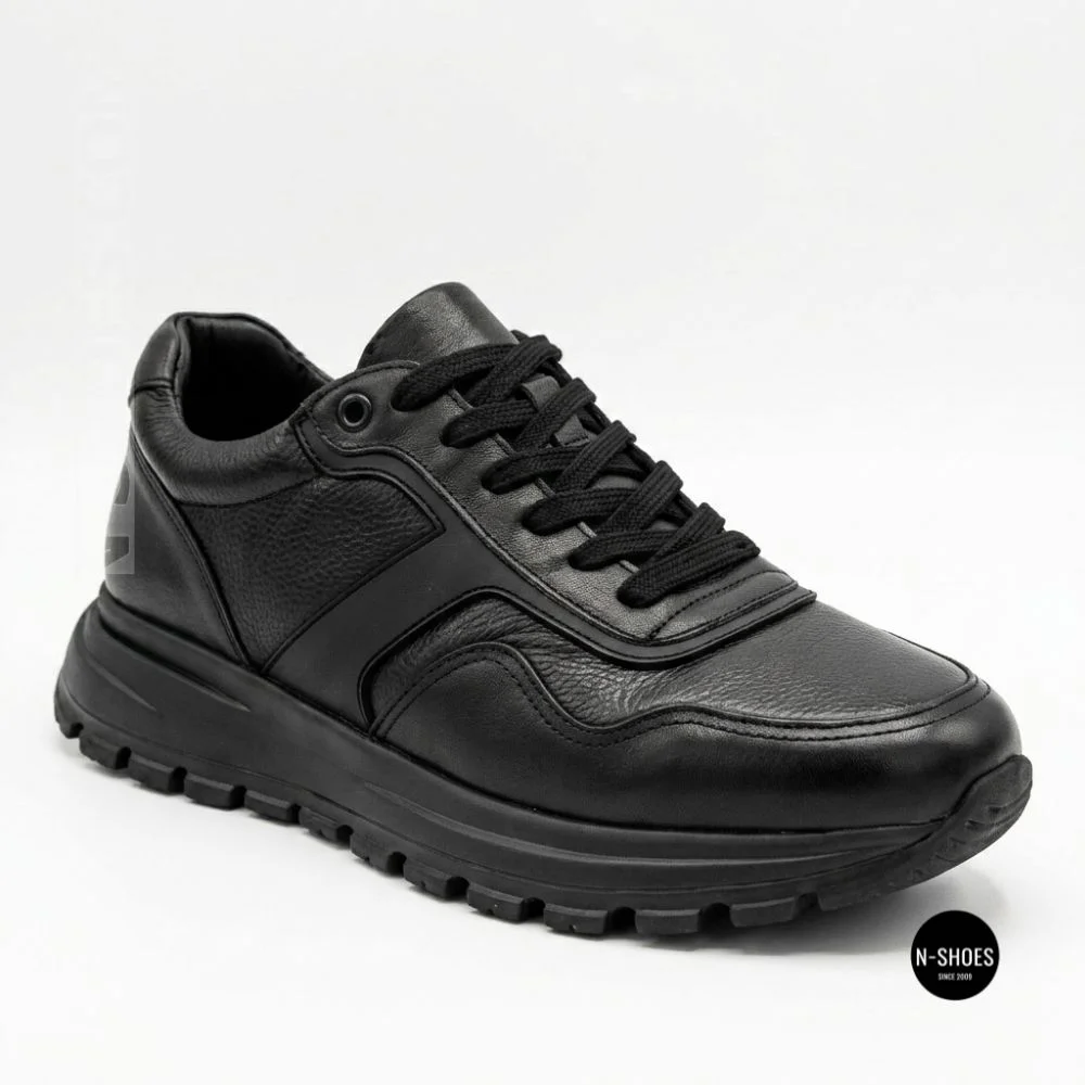 N-SHOES Fabio 216244 FM-1-5913-1 6365 BLACK з натуральної шкіри: чорні кросівки на кожен день