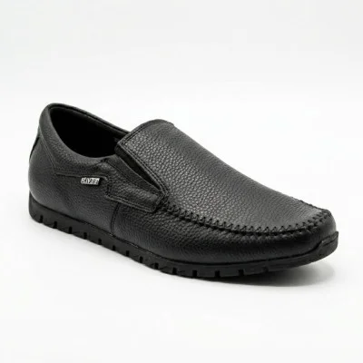 Чорні чоловічі туфлі-комфорт мокасини NS 016 black 6407 із натуральної шкіри