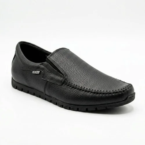 Black men's comfort moccasins NS 016 black 6407 made of genuine leather Black men's comfort moccasins NS 016 black 6407 made of genuine leather