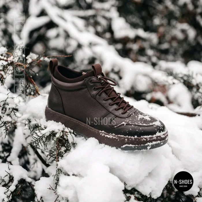 Чоловічі зимові шкіряні кросівки N-SHOES Fabio 216351 FM-1-5916-2 BROWN 6449