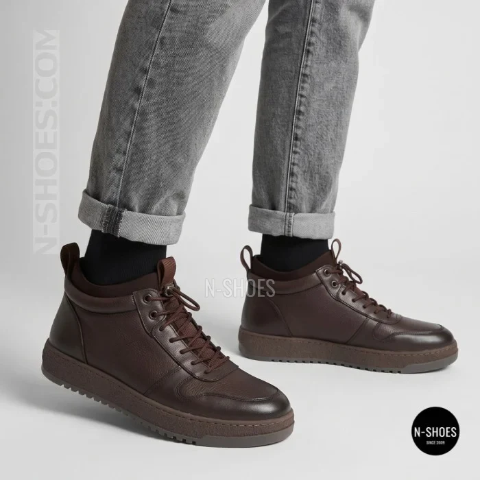 Чоловічі зимові шкіряні кросівки N-SHOES Fabio 216351 FM-1-5916-2 BROWN 6449