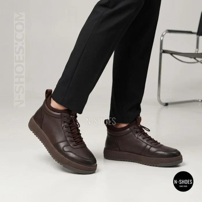 Чоловічі зимові шкіряні кросівки N-SHOES Fabio 216351 FM-1-5916-2 BROWN 6449