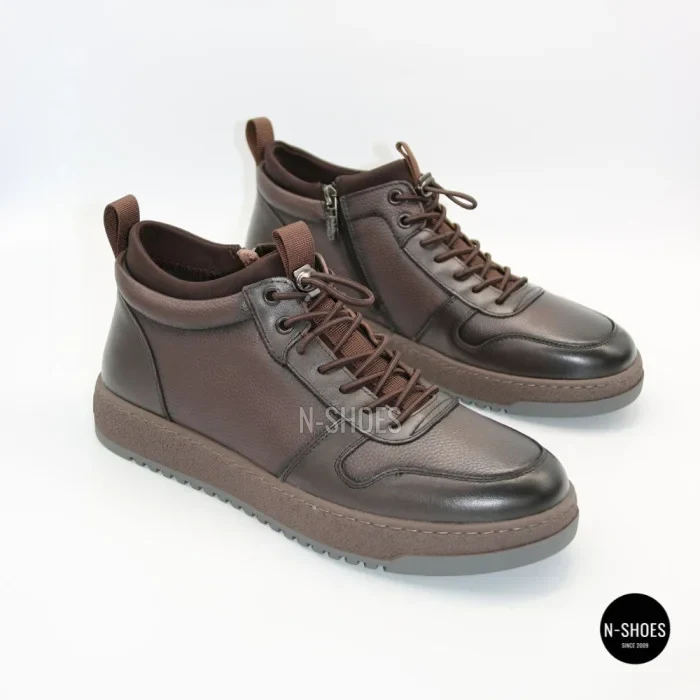 Чоловічі зимові шкіряні кросівки N-SHOES Fabio 216351 FM-1-5916-2 BROWN 6449